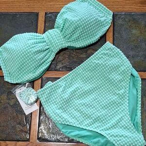Green Gingham Bikini Set